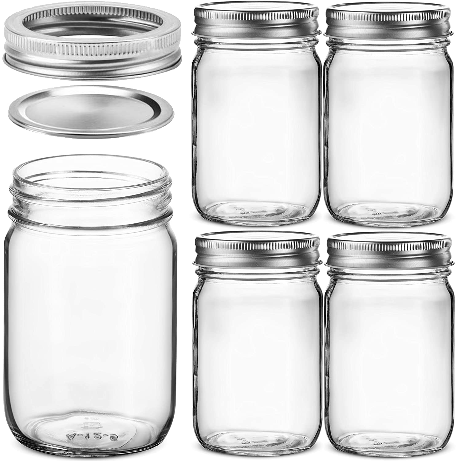 Meal Prep Jar Salad - 4 buah 450ml stoples Mason mulut