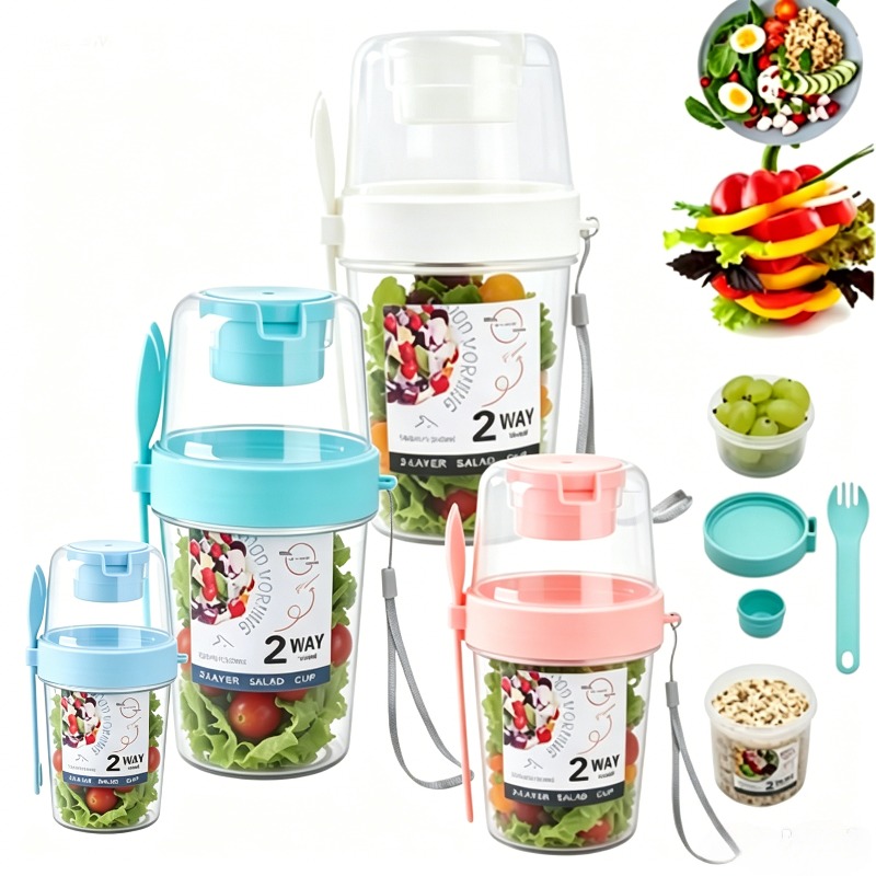 Meal Prep Yogurt Containers - Cangkir Salad Portabel Cangkir Oatmeal Ganda