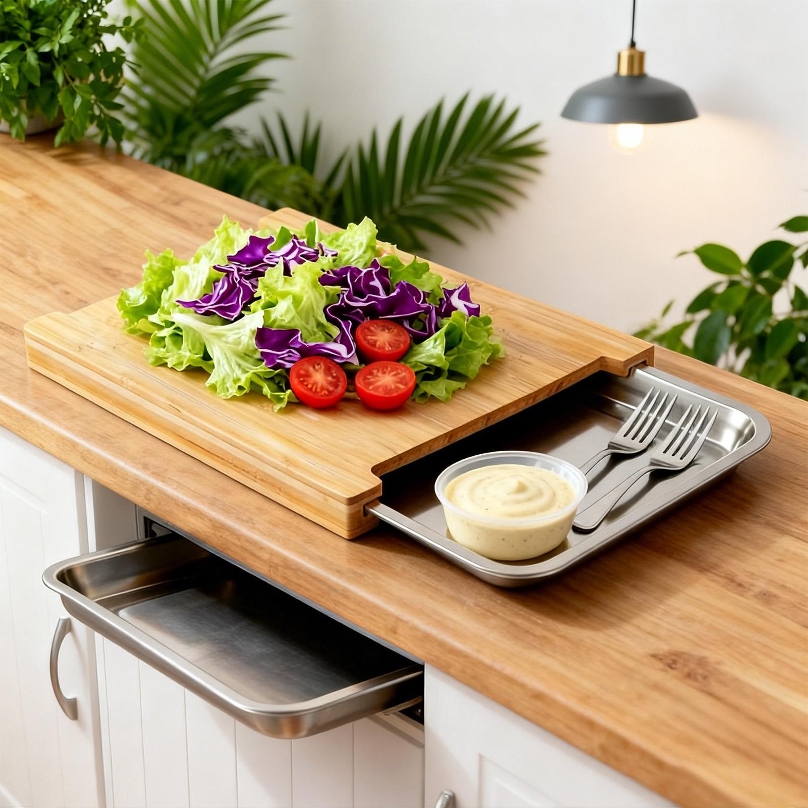 Meal Prep Veggie - Papan Pemotong Kayu Untuk Dapur, Anti-Selip,