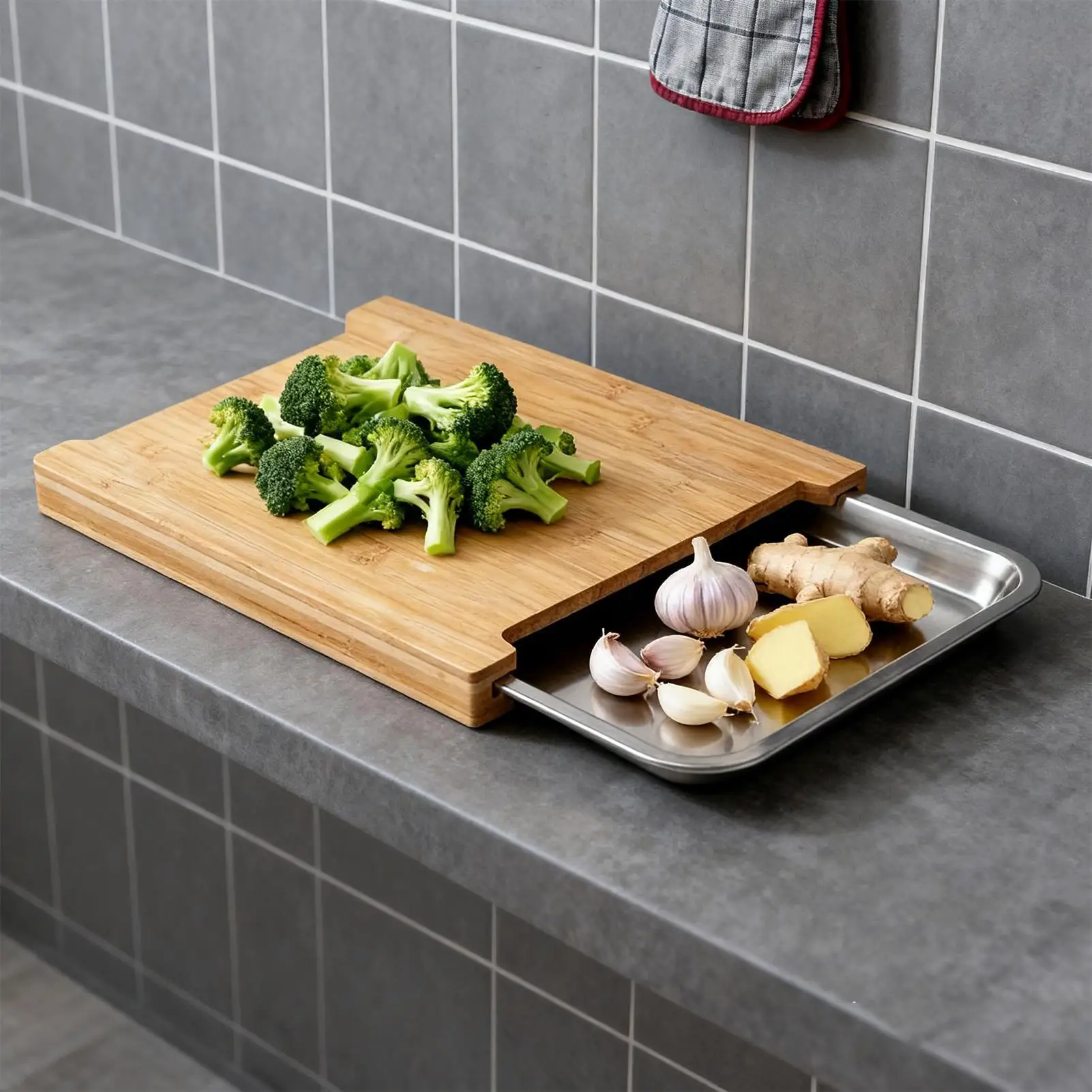 Meal Prep Veggie - Papan Pemotong Kayu Anti-Selip untuk Persiapan