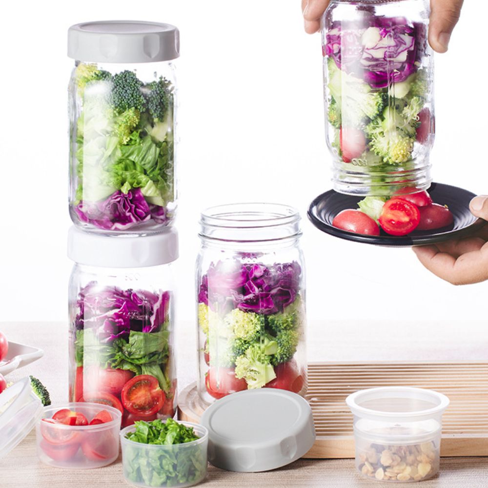 Meal Prep Jar Salad - 4 Paket Stoples Salad Kaca 32