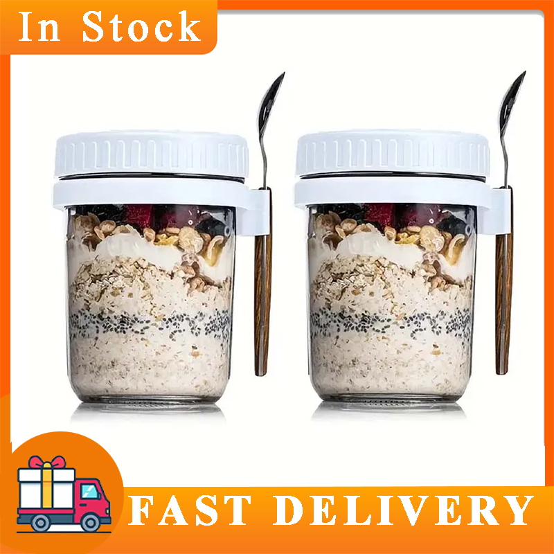 Meal Prep Yogurt Containers - Overnight oat wadah dengan tutup dan