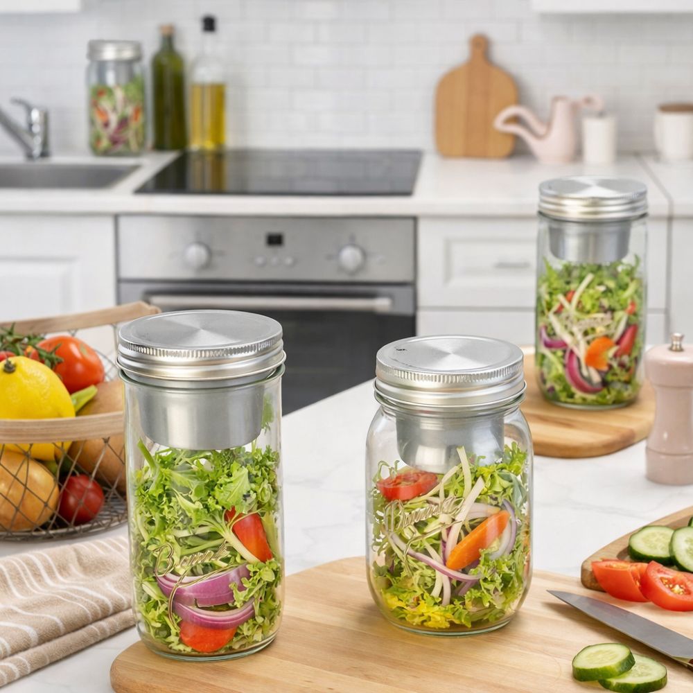 Meal Prep Jar Salad - Stoples Salad Kaca 16/24 Oz Mulut