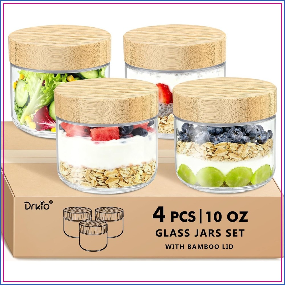 Meal Prep Jar Salad - 10 Oz Wadah Overnight Oats dengan