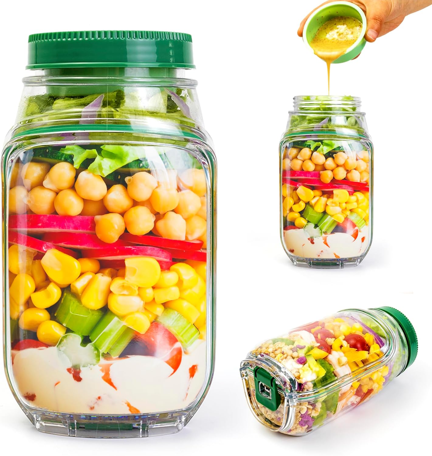 2-Pack Wadah Salad Jar 34oz de - Meal Prep Jar Salad ulasan dan harga