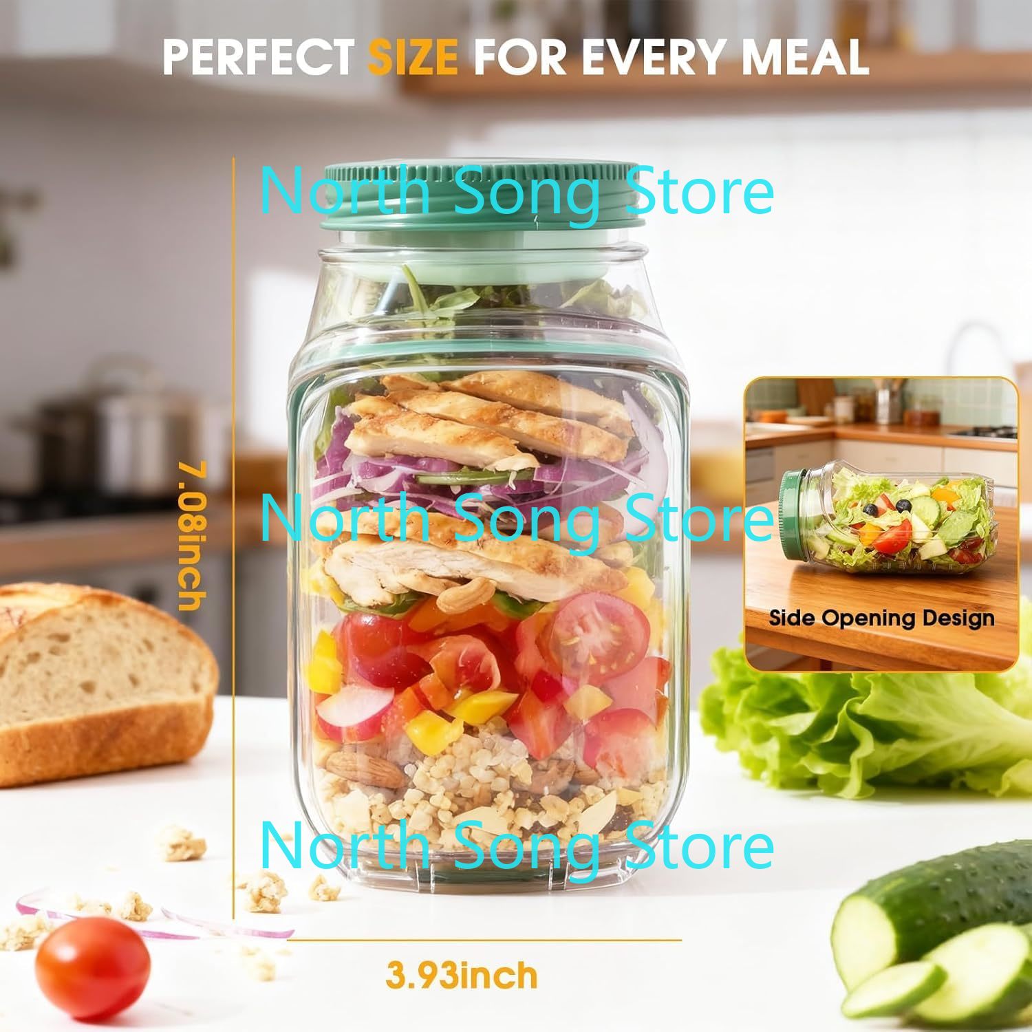 2026 Wadah Salad Mason Jar den - Meal Prep Jar Salad ulasan dan harga