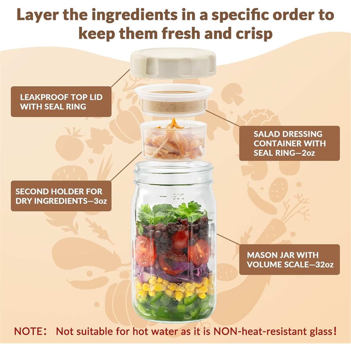 A67T BARU 4 Buah Stoples Salad - Meal Prep Jar Salad ulasan dan harga