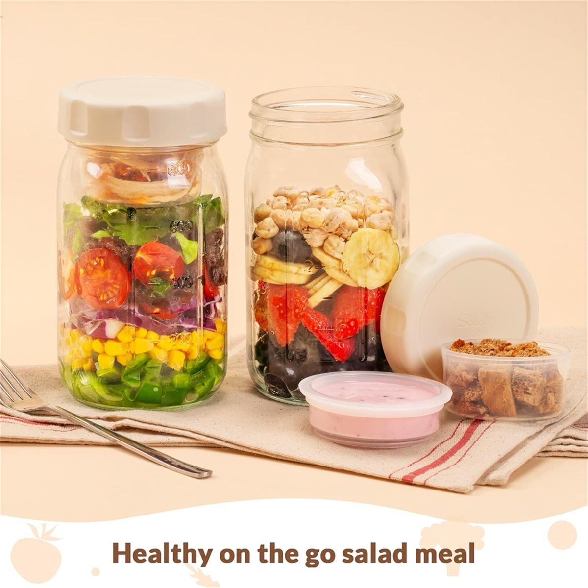 A67T BARU 4 Buah Stoples Salad - Meal Prep Jar Salad ulasan dan harga