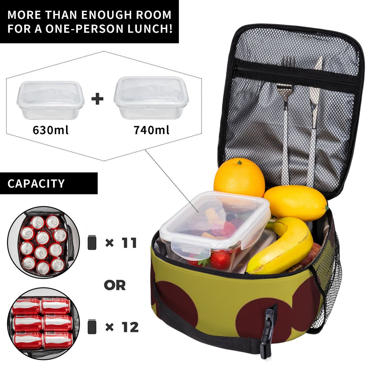 Tas Makan Siang Motif Polkadot - Meal Prep Yellow ulasan dan harga