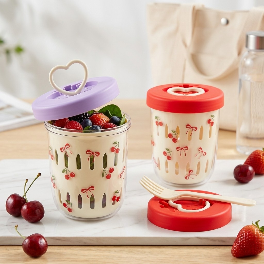 Kotak Salad Plastik dengan Tut - Meal Prep Yogurt Containers ulasan dan harga