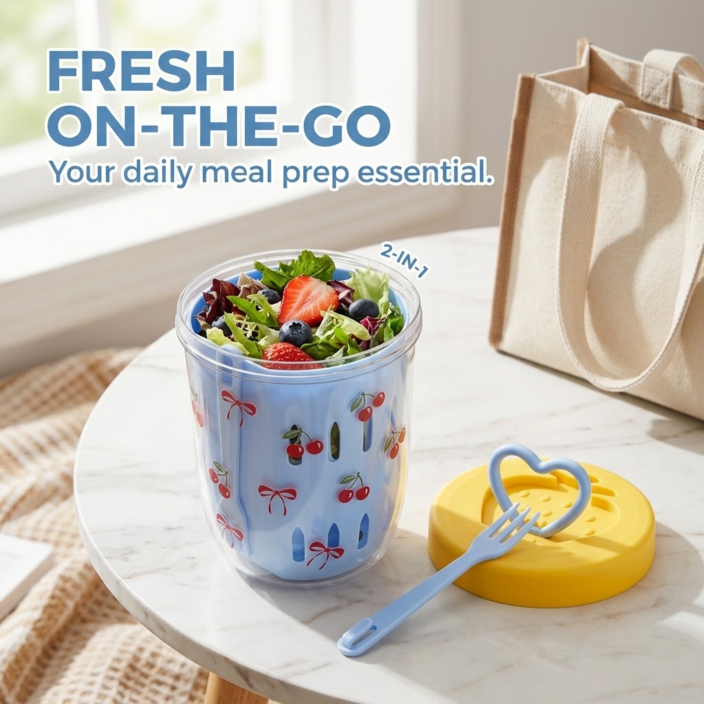 Kotak Salad Plastik dengan Tut - Meal Prep Yogurt Containers ulasan dan harga