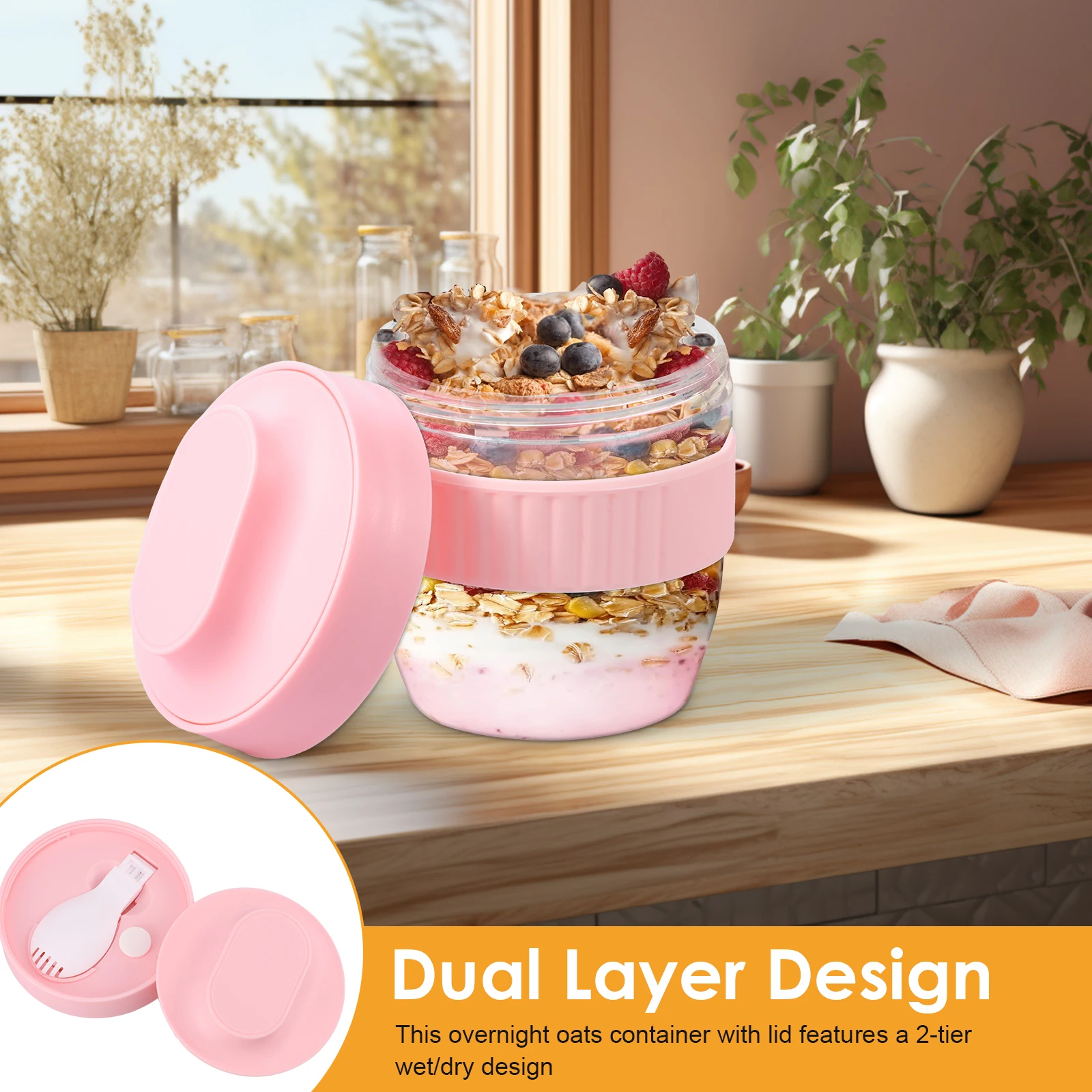 Wadah Overnight Oats Dua Lapis - Meal Prep Yogurt Containers ulasan dan harga