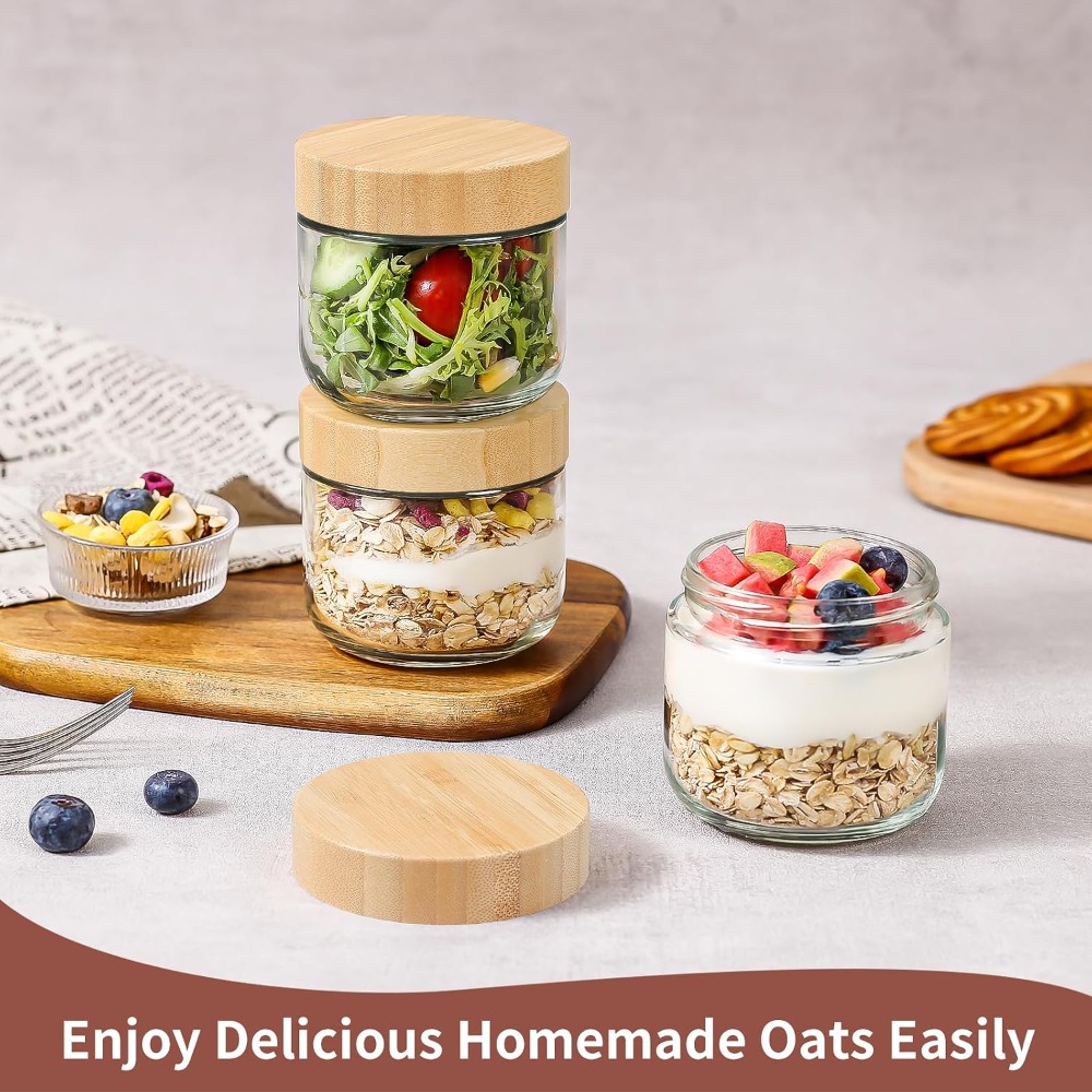 10 Oz Wadah Overnight Oats den - Meal Prep Jar Salad ulasan dan harga